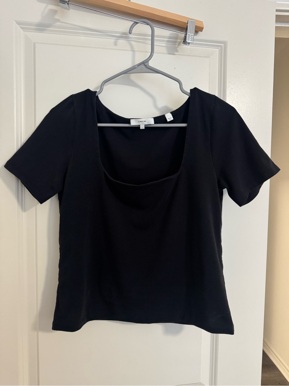Vince Black Short-Sleeve Scoop Neck Tee